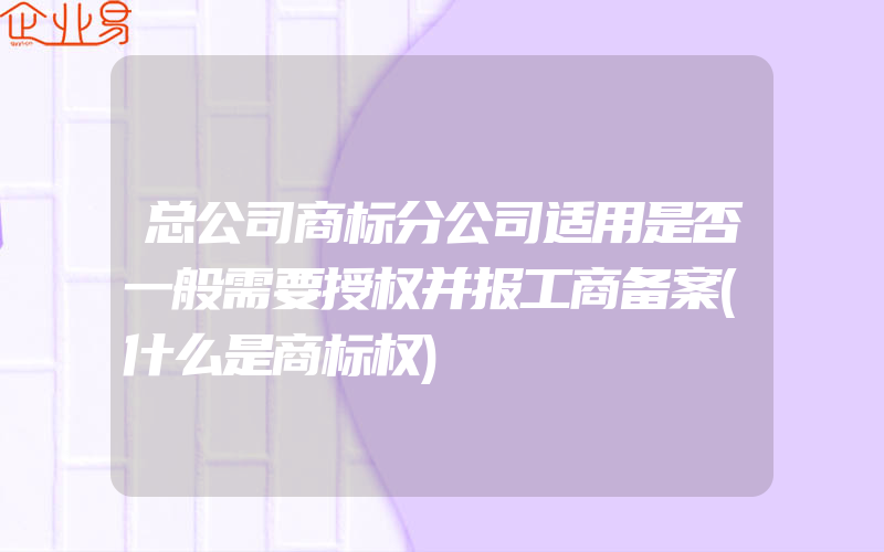 总公司商标分公司适用是否一般需要授权并报工商备案(什么是商标权)