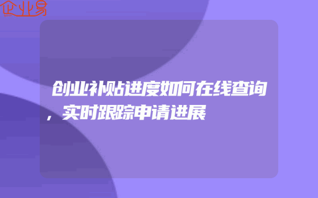 创业补贴进度如何在线查询，实时跟踪申请进展