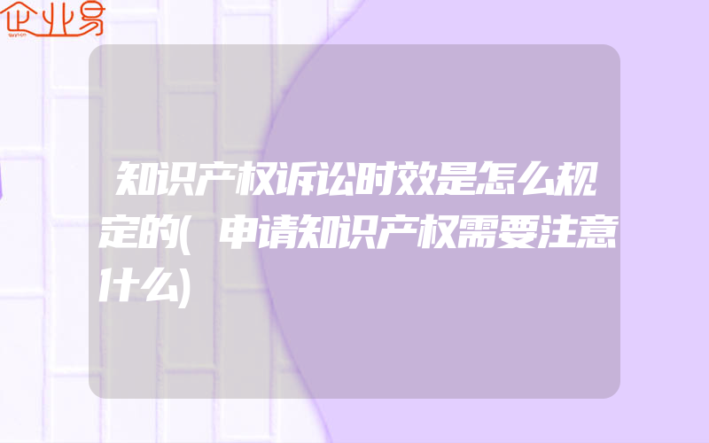 知识产权诉讼时效是怎么规定的(申请知识产权需要注意什么)