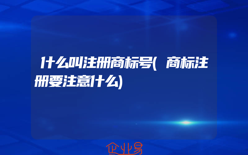 什么叫注册商标号(商标注册要注意什么)