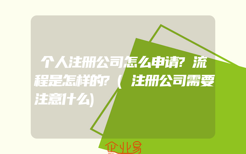 个人注册公司怎么申请?流程是怎样的?(注册公司需要注意什么)