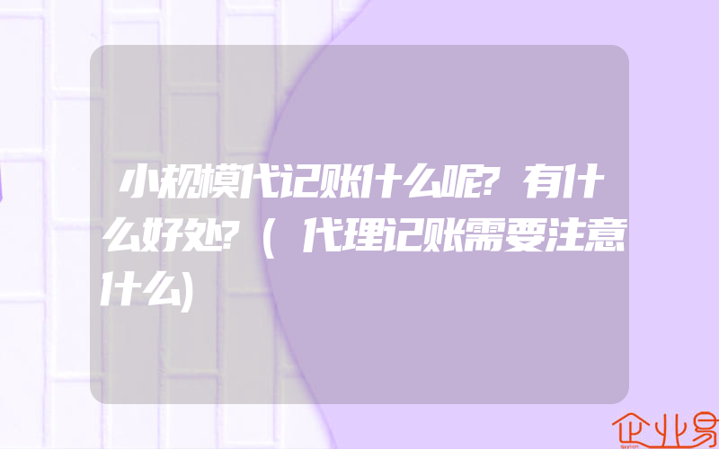 小规模代记账什么呢?有什么好处?(代理记账需要注意什么)