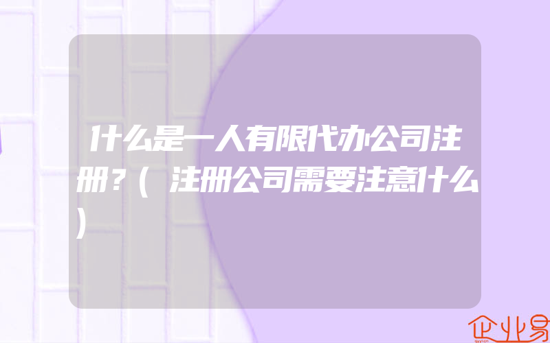 什么是一人有限代办公司注册？(注册公司需要注意什么)