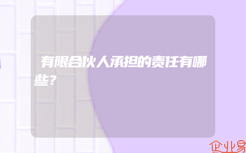 有限合伙人承担的责任有哪些？