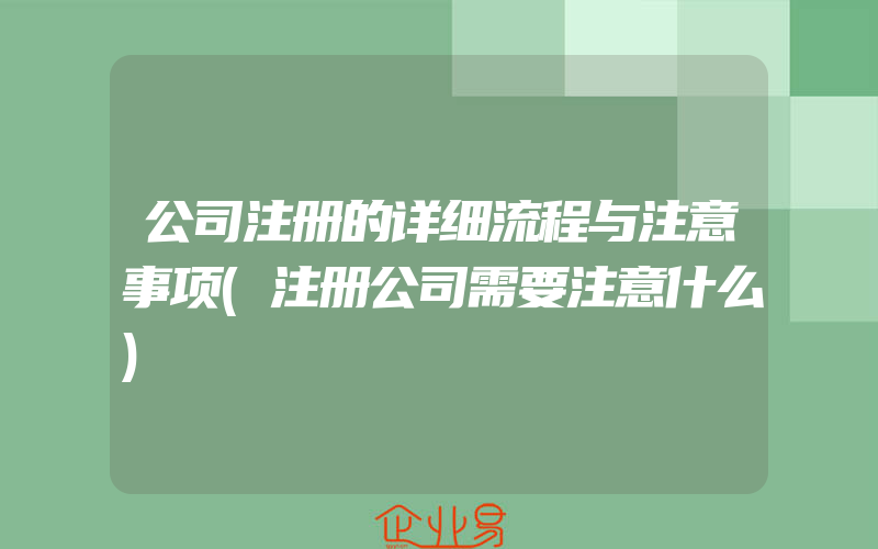 公司注册的详细流程与注意事项(注册公司需要注意什么)