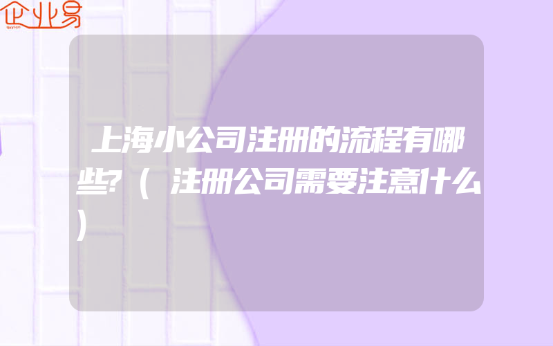 上海小公司注册的流程有哪些?(注册公司需要注意什么)