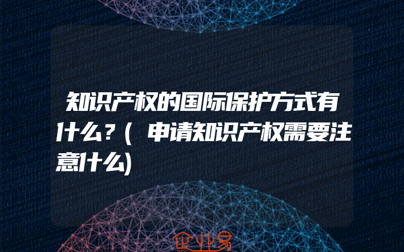 知识产权的国际保护方式有什么？(申请知识产权需要注意什么)