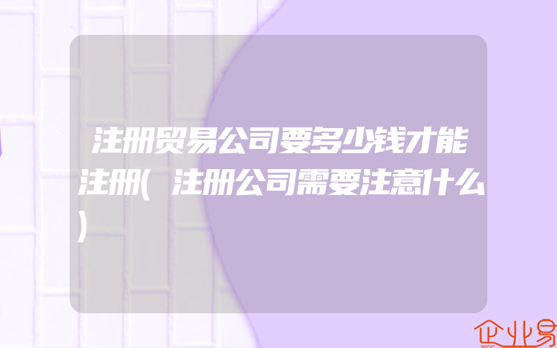 注册贸易公司要多少钱才能注册(注册公司需要注意什么)