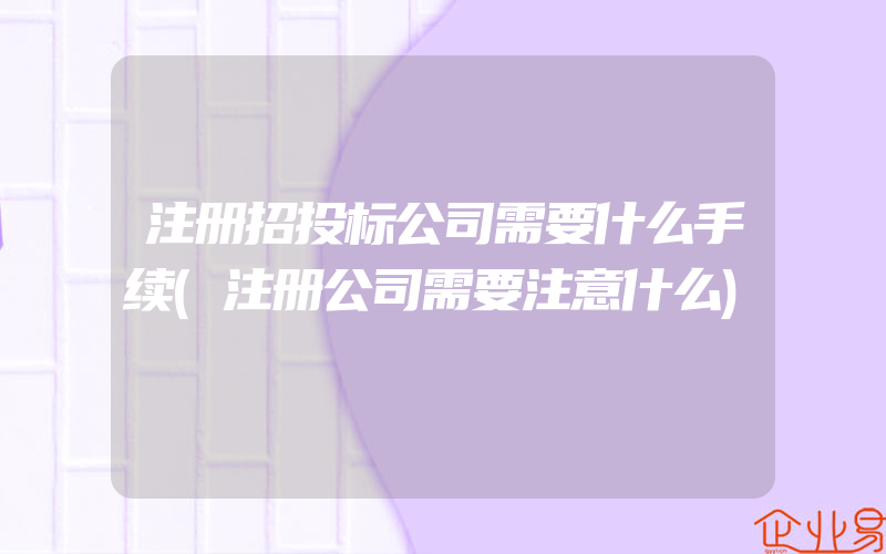 注册招投标公司需要什么手续(注册公司需要注意什么)