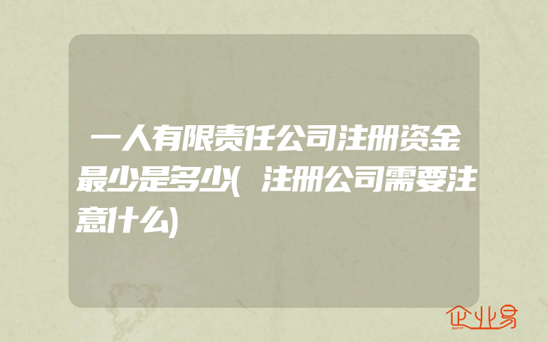 一人有限责任公司注册资金最少是多少(注册公司需要注意什么)