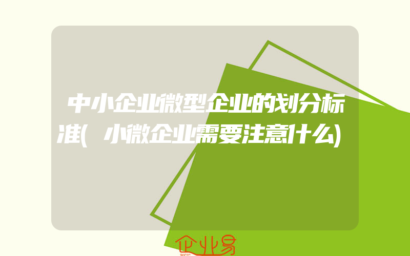 中小企业微型企业的划分标准(小微企业需要注意什么)