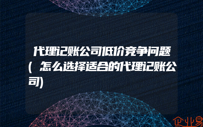 代理记账公司低价竞争问题(怎么选择适合的代理记账公司)