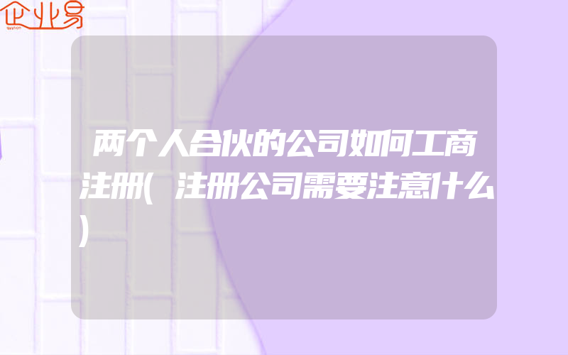 两个人合伙的公司如何工商注册(注册公司需要注意什么)