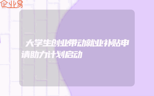 大学生创业带动就业补贴申请助力计划启动
