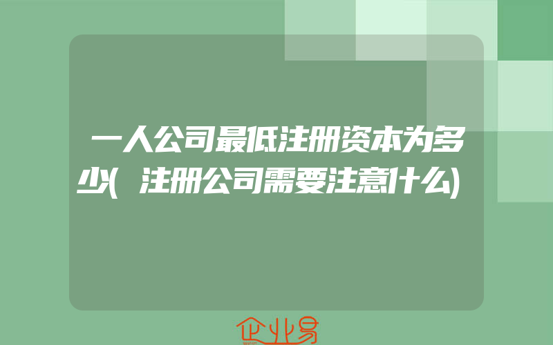 一人公司最低注册资本为多少(注册公司需要注意什么)