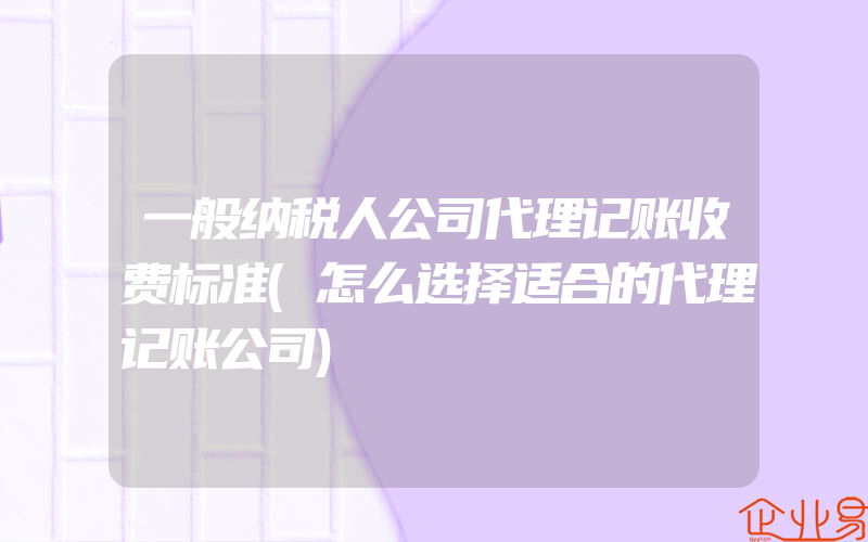 一般纳税人公司代理记账收费标准(怎么选择适合的代理记账公司)