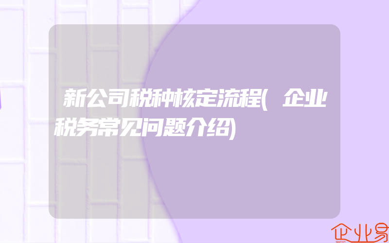 新公司税种核定流程(企业税务常见问题介绍)