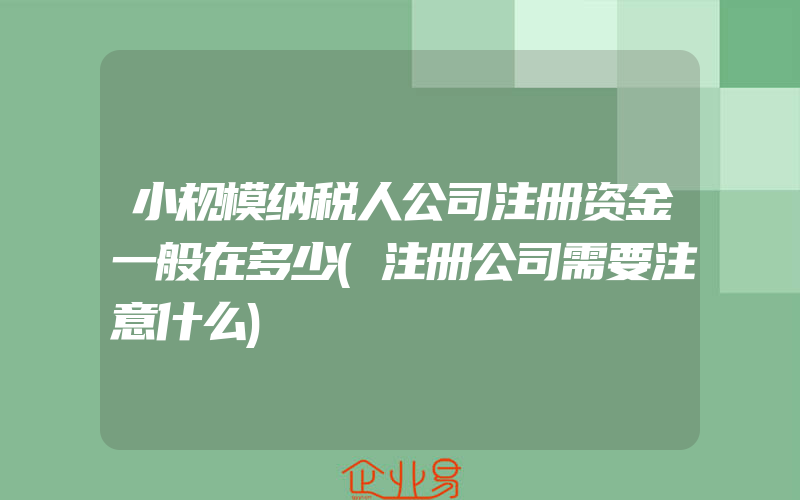 小规模纳税人公司注册资金一般在多少(注册公司需要注意什么)