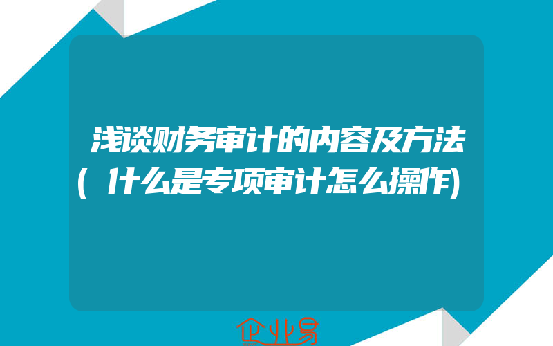 浅谈财务审计的内容及方法(什么是专项审计怎么操作)