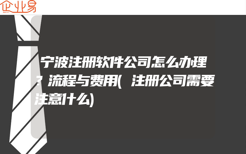 宁波注册软件公司怎么办理？流程与费用(注册公司需要注意什么)