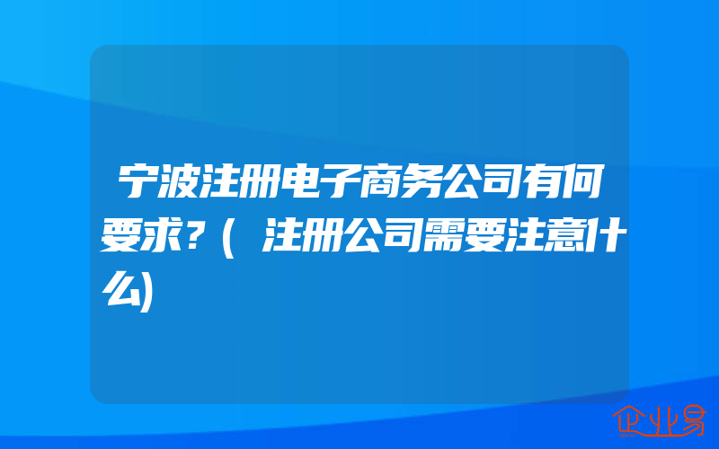 宁波注册电子商务公司有何要求？(注册公司需要注意什么)