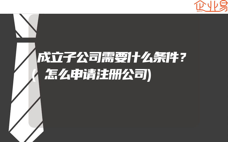 成立子公司需要什么条件？(怎么申请注册公司)