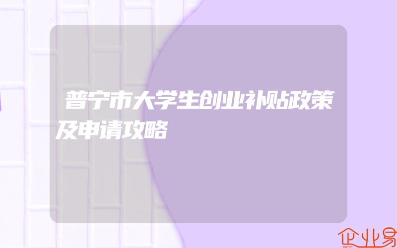 普宁市大学生创业补贴政策及申请攻略