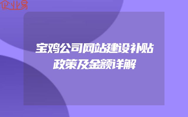 宝鸡公司网站建设补贴政策及金额详解
