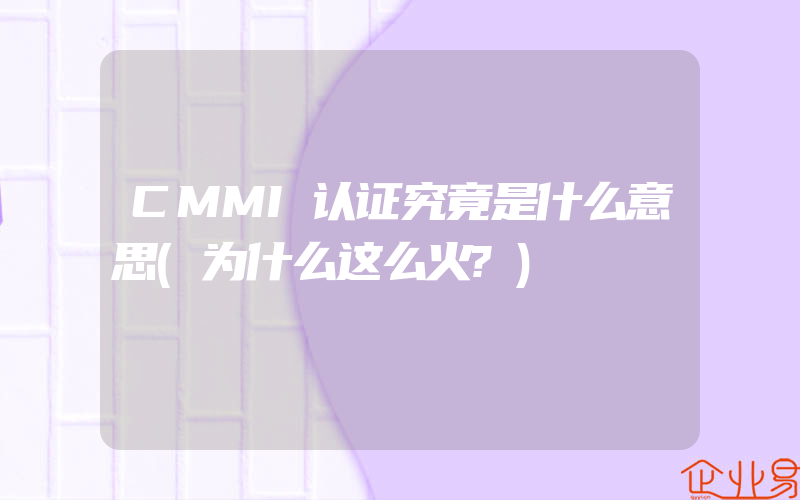 CMMI认证究竟是什么意思(为什么这么火?)