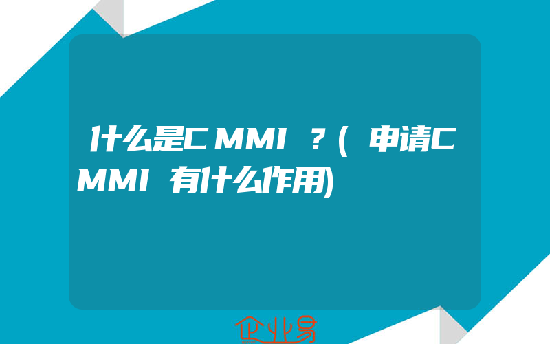 什么是CMMI？(申请CMMI有什么作用)