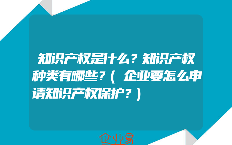 知识产权是什么？知识产权种类有哪些？(企业要怎么申请知识产权保护？)