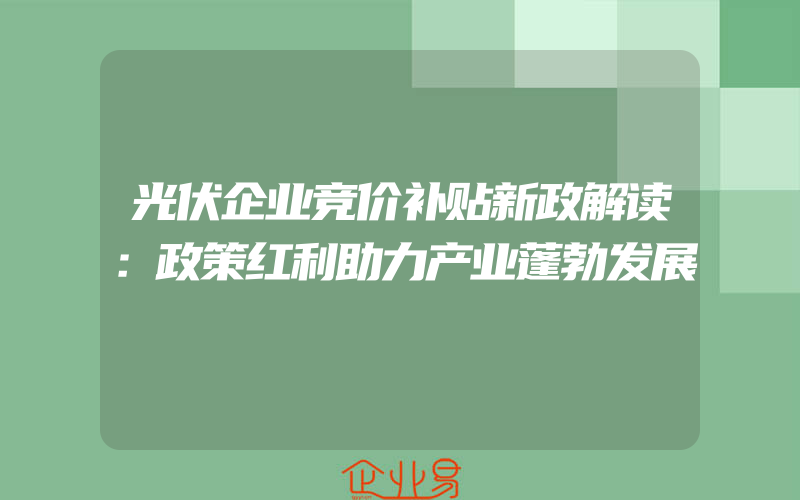 光伏企业竞价补贴新政解读：政策红利助力产业蓬勃发展