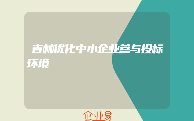 吉林优化中小企业参与投标环境