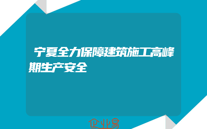 宁夏全力保障建筑施工高峰期生产安全