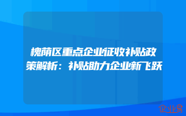 槐荫区重点企业征收补贴政策解析：补贴助力企业新飞跃