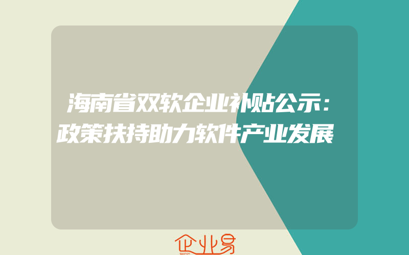 海南省双软企业补贴公示：政策扶持助力软件产业发展