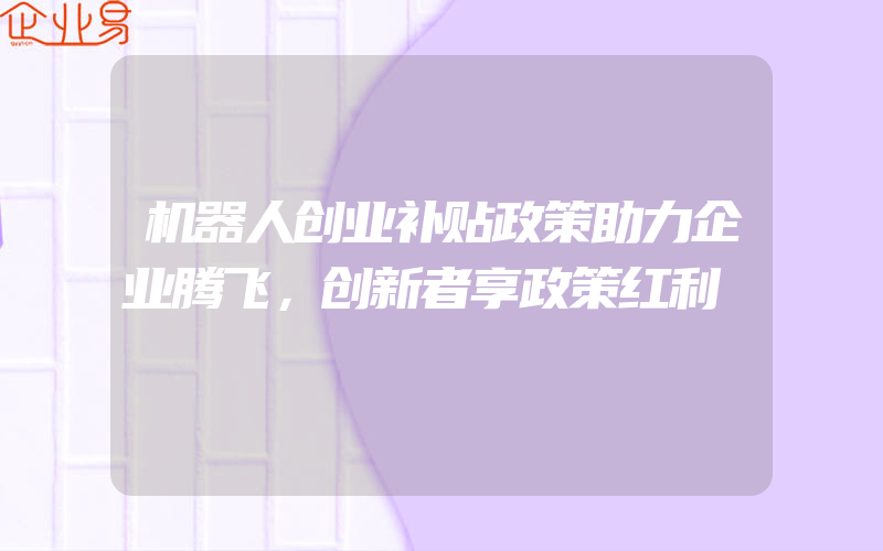 机器人创业补贴政策助力企业腾飞，创新者享政策红利