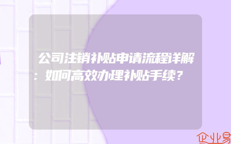 公司注销补贴申请流程详解：如何高效办理补贴手续？