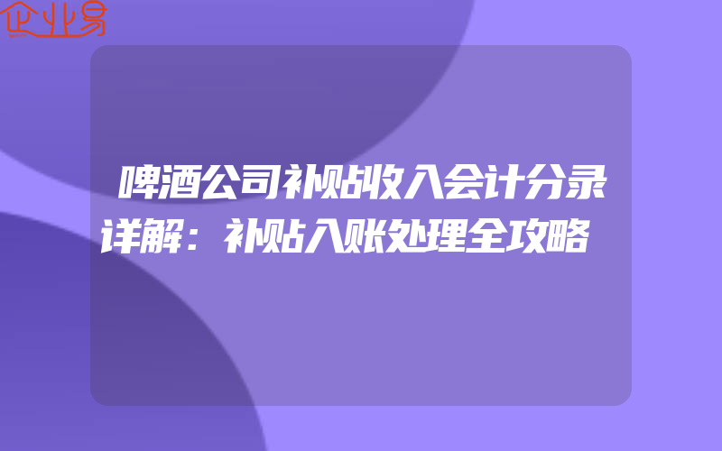 啤酒公司补贴收入会计分录详解：补贴入账处理全攻略