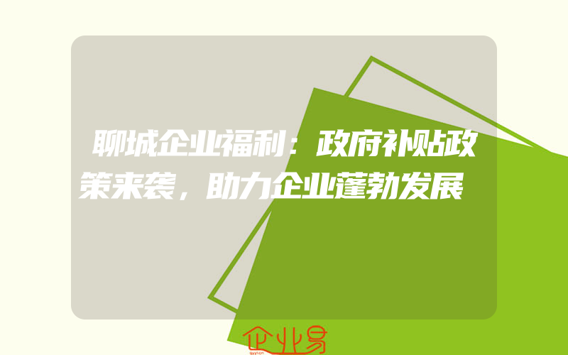 聊城企业福利：政府补贴政策来袭，助力企业蓬勃发展