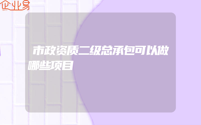 市政资质二级总承包可以做哪些项目