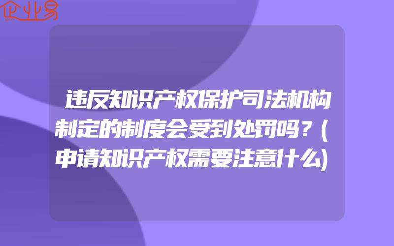 违反知识产权保护司法机构制定的制度会受到处罚吗？(申请知识产权需要注意什么)