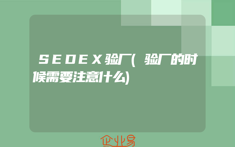 SEDEX验厂(验厂的时候需要注意什么)