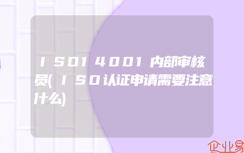 ISO14001内部审核员(ISO认证申请需要注意什么)