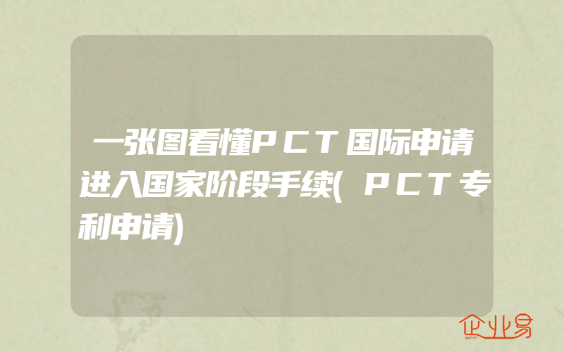 一张图看懂PCT国际申请进入国家阶段手续(PCT专利申请)