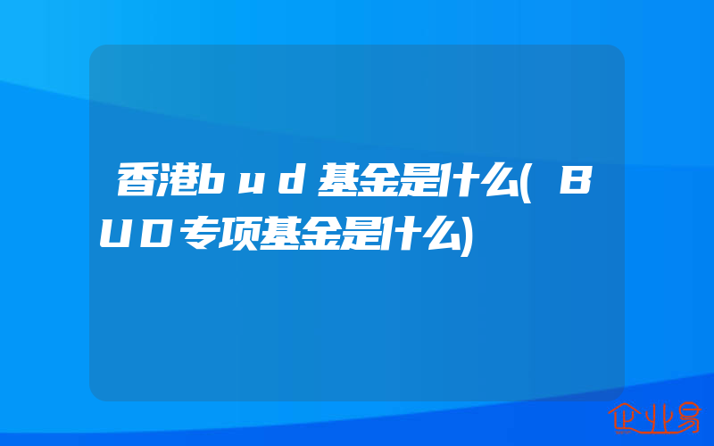 香港bud基金是什么(BUD专项基金是什么)