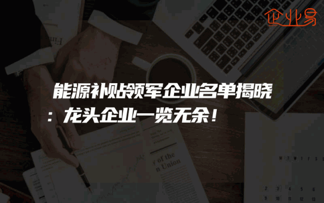 能源补贴领军企业名单揭晓：龙头企业一览无余！