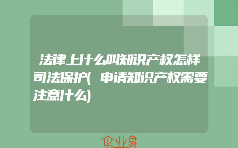 法律上什么叫知识产权怎样司法保护(申请知识产权需要注意什么)