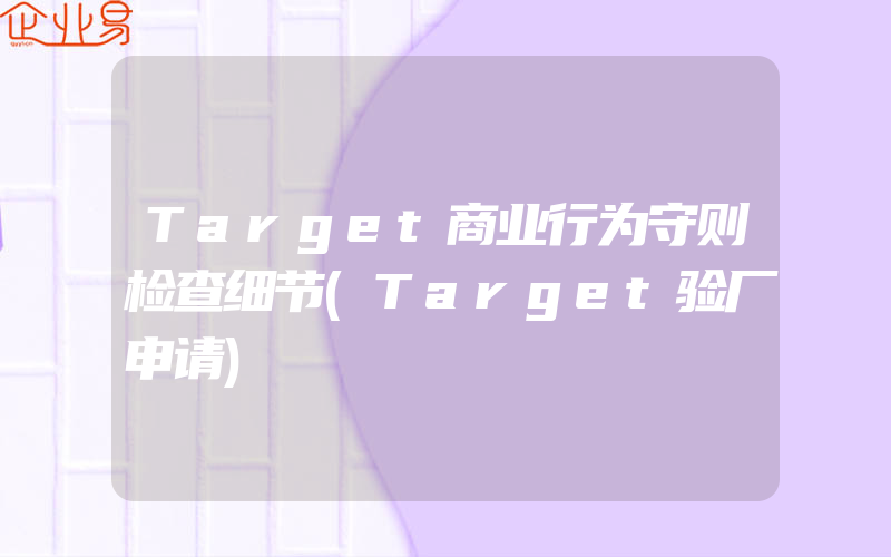 Target商业行为守则检查细节(Target验厂申请)