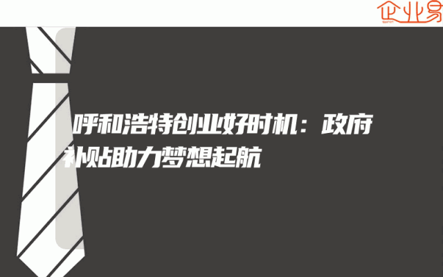 呼和浩特创业好时机：政府补贴助力梦想起航